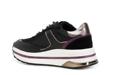 CafèNoir Donna Sneakers in pelle scamosciata e tessuto mesh C1DB9040N001 Nero