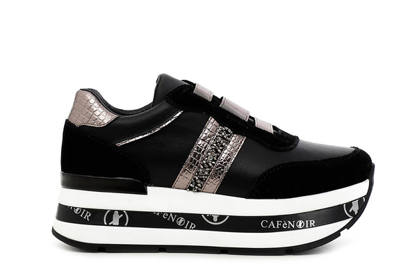 CafèNoir Donna Slip-on in pelle su zeppa C1DC1020 Nero