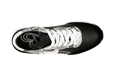 CafèNoir Donna Sneakers in pelle su zeppa con dettagliostella C1DC1030 Nero