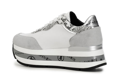 CafèNoir Donna Sneakers in pelle su zeppa con dettagliostella C1DC1030 Bianco