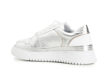 CafèNoir Donna Sneakers in pelle metallizzata con logoin rilievo C1DC8001L001 Argento