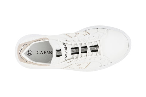 CafèNoir Donna Sneakers in pelle con facia logata laterale C1DE1351 Bianco