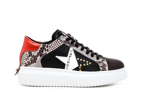 CafèNoir Donna Sneakers in pelle con stella logata C1DE1440 Multi nero
