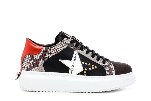 CafèNoir Donna Sneakers in pelle con stella logata C1DE1440 Multi nero