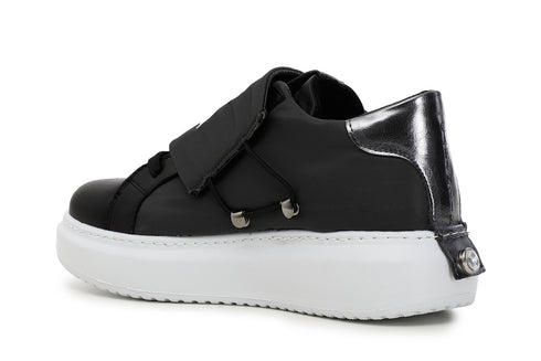 CafèNoir Donna Sneakers in tessuto e pelle C1DE1450 Off black