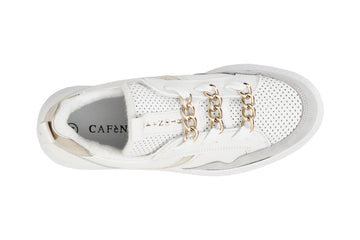 CafèNoir Donna Sneakers in pelle con passa laccio catena C1DE1520W001 Bianco