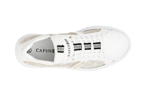 CafèNoir Donna Sneakers in pelle e tessuto con logo C1DE1550 Beige
