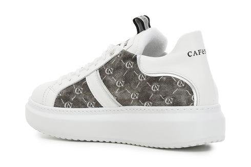 CafèNoir Donna Sneakers in pelle e tessuto con logo C1DE1550 Antracite
