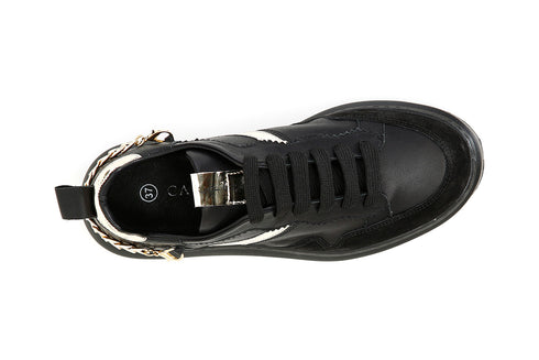 CafèNoir Donna Sneakers in pelle con catena dietro a decoro C1DE1630N001 Nero