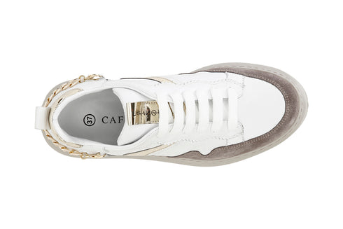 CafèNoir Donna Sneakers in pelle con catena dietro a decoro C1DE1630W001 Bianco