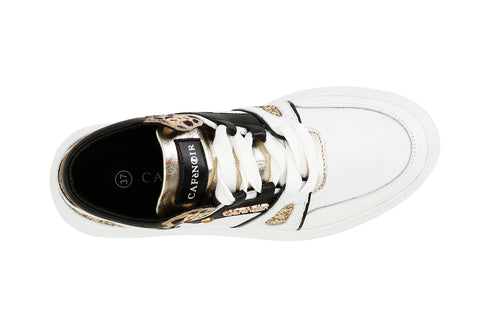 CafèNoir Donna Tronchetto in pelle allacciato con riporti maculati C1DE1660W001 Bianco