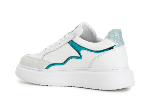 CafèNoir Donna Sneakers in pelle con dettaglio specchio C1DE1810W067 Multi menta