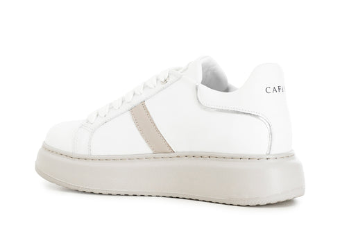 CafèNoir Donna Sneakers in pelle C1DE1821W029 Bianco/tortora