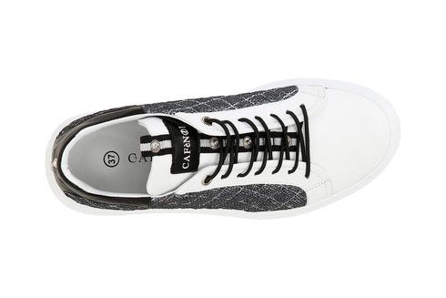 CafèNoir Donna Sneakers in pelle e paillettes trapuntate C1DE9610W001 Bianco