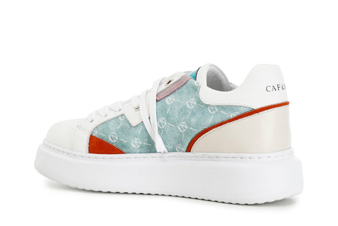 CafèNoir Donna Sneakers in tessuto e pelle C1DE9830B019 Multi turchese