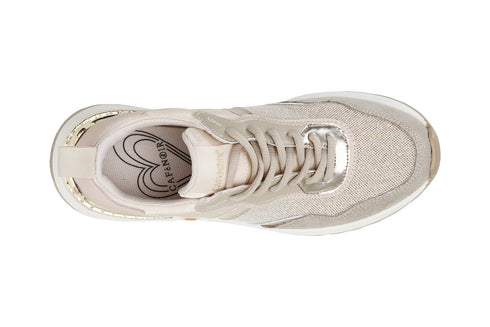 CafèNoir Donna Sneakers allacciata in pelle scamosciata e tessuto mesh C1DL9110 Beige