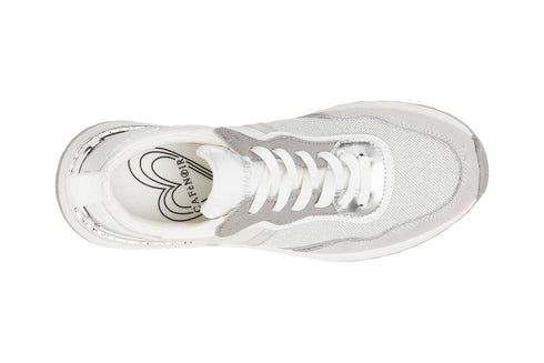CafèNoir Donna Sneakers allacciata in pelle scamosciata e tessuto mesh C1DL9110W001 Bianco