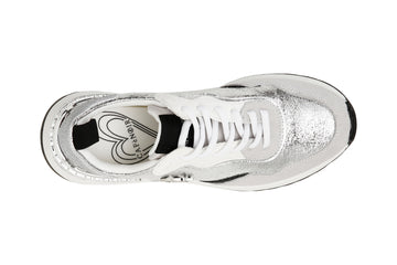 CafèNoir Donna Sneakers allacciata in pelle scamosciata e metal crack C1DL9130 Argento