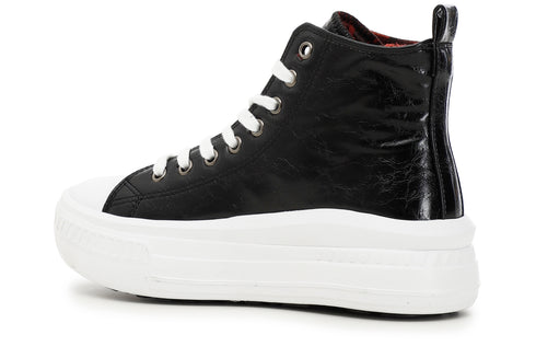 CafèNoir Donna Sneakers allacciata in similpelle con applicazioni C1DM9230 Nero