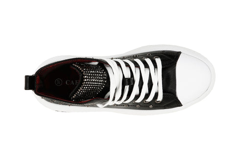 CafèNoir Donna Sneakers allacciata in similpelle con applicazioni C1DM9230 Nero