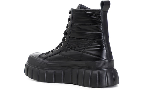 CafèNoir Donna Tronchetto allaciato in tessuto laminato trapuntato C1DM9410N001 Nero