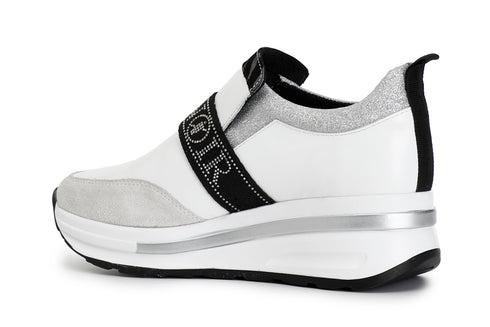 CafèNoir Donna Slipon in pellle con fascia logo strass C1DN1001W001 Bianco