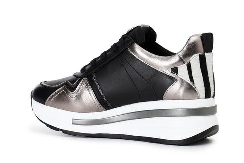 CafèNoir Donna Sneaker in pelle cavallino e laminato C1DN1005N059 Nero/antracite