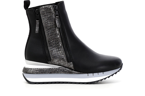 CafèNoir Donna Tronchetto con cerniere in pelle e riporto cocco C1DN1130 Nero/piombo