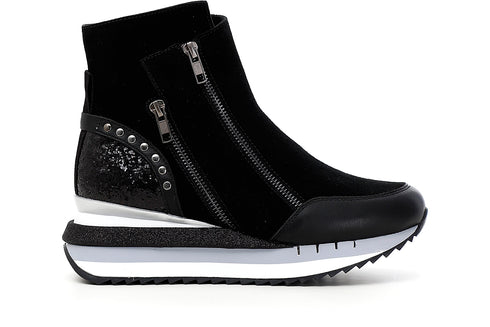 CafèNoir Donna Tronchetto con cerniere in pelle scamosciata C1DN6160 Nero