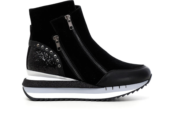 CafèNoir Donna Tronchetto con cerniere in pelle scamosciata C1DN6160 Nero