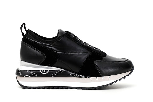 CafèNoir Donna Slip on in nylon con finti lacci C1DN9170 All black