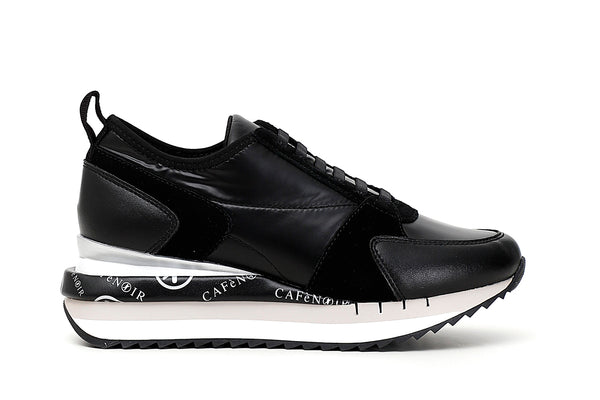 CafèNoir Donna Slip on in nylon con finti lacci C1DN9170 All black