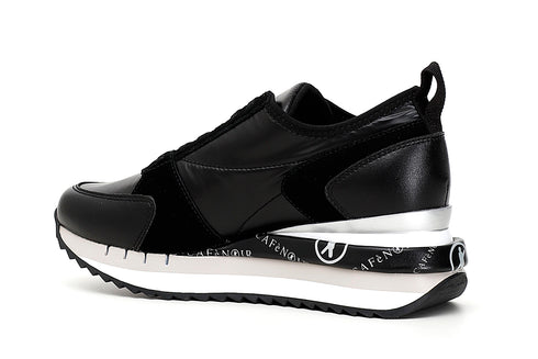 CafèNoir Donna Slip on in nylon con finti lacci C1DN9170 All black