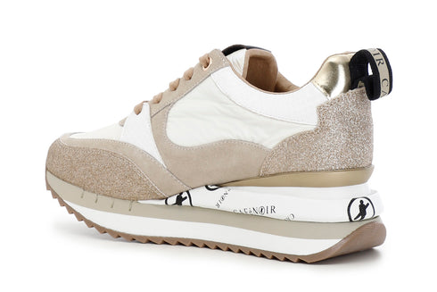CafèNoir Donna Sneakers in nylon e pelle scamoscaita C1DN9520W015 Panna