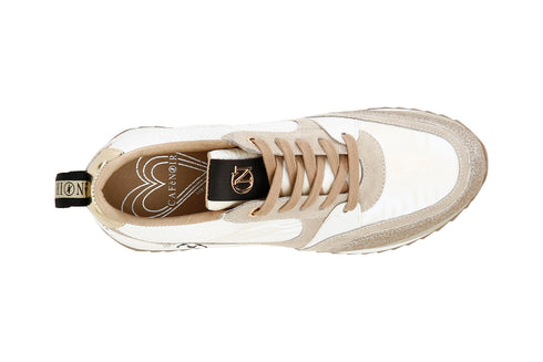 CafèNoir Donna Sneakers in nylon e pelle scamoscaita C1DN9520W015 Panna