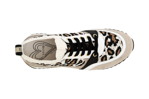 CafèNoir Donna Sneakers in maglia e pelle scamosciata C1DN9570M055 Multi maculato beige
