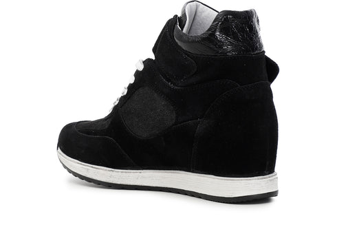 CafèNoir Donna Sneakers in pelle scamosciata con zeppa interna C1DQ6020 Nero