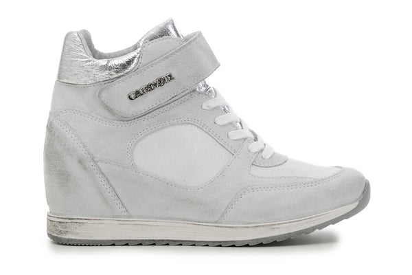 CafèNoir Donna Sneakers in pelle scamosciata con zeppa interna C1DQ6020 Ghiaccio