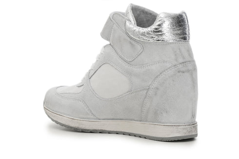 CafèNoir Donna Sneakers in pelle scamosciata con zeppa interna C1DQ6020 Ghiaccio