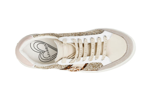 CafèNoir Donna Sneakers glitter con accessorio logo laterale C1DS9220L002 Platino