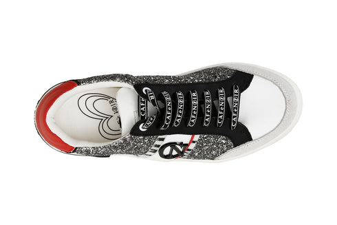 CafèNoir Donna Sneakers glitter con accessorio logo laterale C1DS9220X002 Antracite