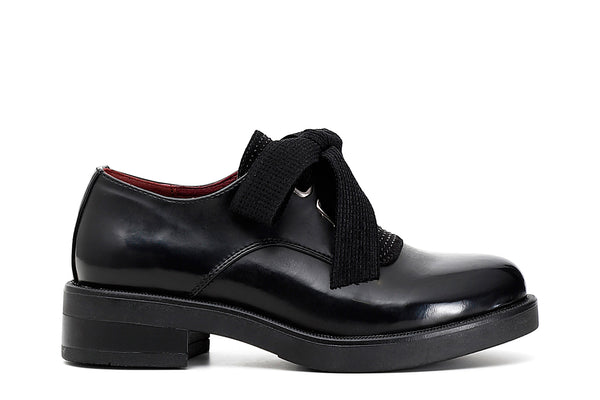 CafèNoir Donna Derby con riporto strass in similpelle spazzolata C1EA9660 Nero