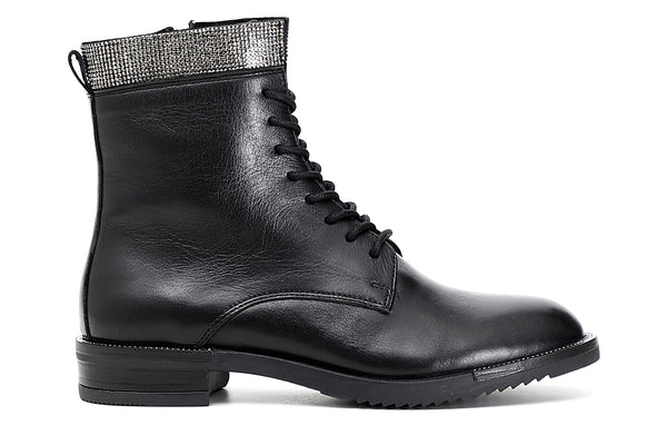 CafèNoir Donna Tronchetto allacciato in pelle con strass C1EB1020 Nero