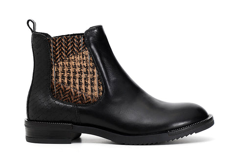 CafèNoir Donna Tronchetto con elastico in pelle e cavallino C1EB1080 Nero/cuoio