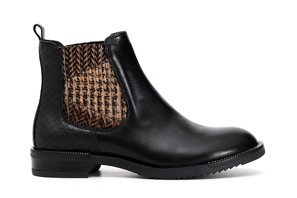 CafèNoir Donna Tronchetto con elastico in pelle e cavallino C1EB1080 Nero/cuoio