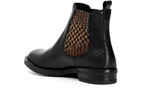 CafèNoir Donna Tronchetto con elastico in pelle e cavallino C1EB1080 Nero/cuoio