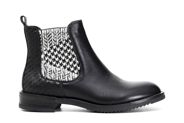 CafèNoir Donna Tronchetto con elastico in pelle e cavallino C1EB1080 Nero/bianco