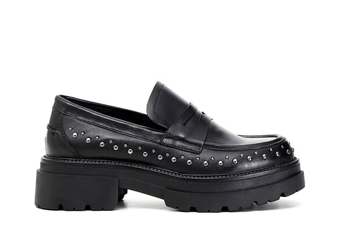 CafèNoir Donna Mocassino in pelle con borchie a decoro C1EC1220 Nero