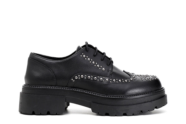 CafèNoir Donna Derby coda di rondine con borchie in pelle C1EC1240 Nero