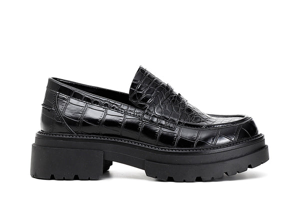 CafèNoir Donna Mocassino in similpelle stampa cocco con passante C1EC8220 Nero